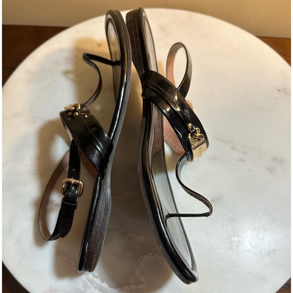 COACH black patent leather chain sandals🔥10M - Picture 3 of 12